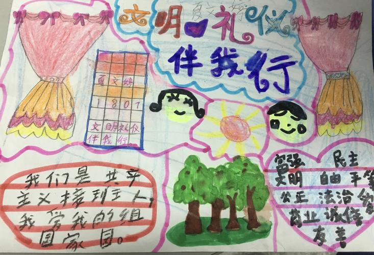 益阳市赫山区迎宾小学1807班文明礼仪伴我行手抄报成果展示