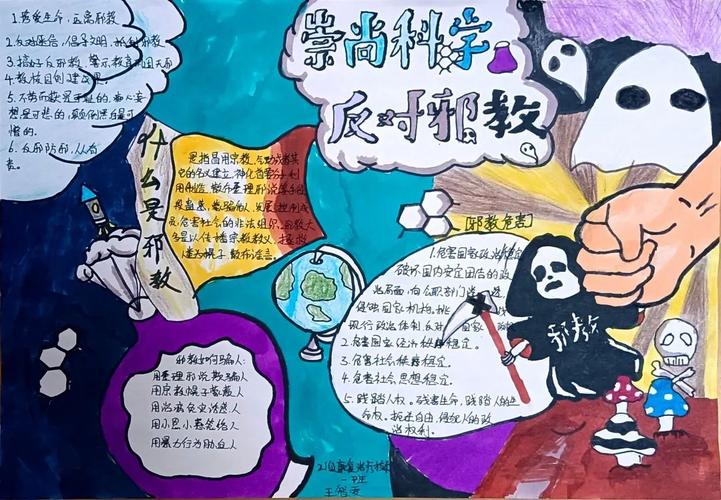 崇尚科学反对邪教主题手抄报4张