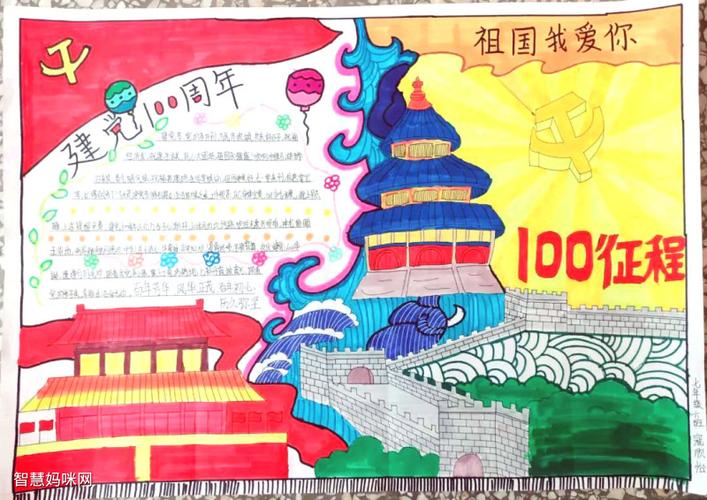 关于庆祝建党100周年的手抄报图片