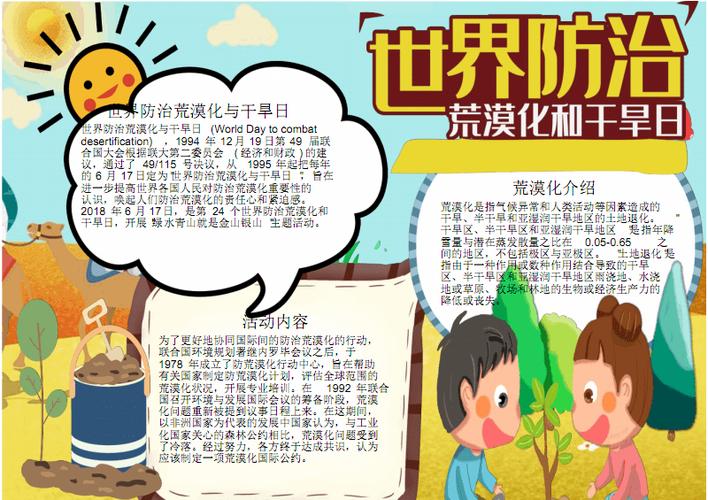 插画风世界防治荒漠化和干旱日电子小报手抄报word小报.pdf 1页