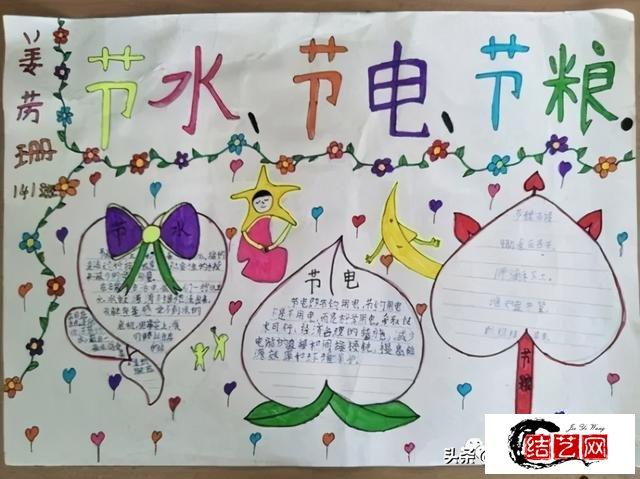 简单又漂亮小学生节约粮食手抄报画法和内容-中国结简笔画-实用手工编