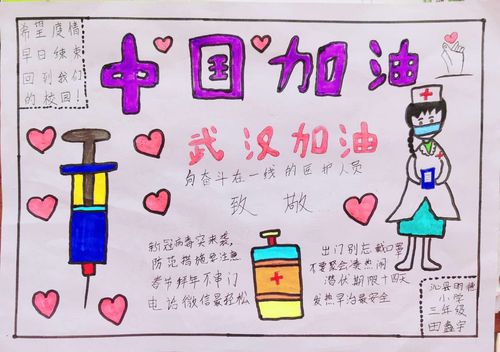 沁县明德小学学生居家创作手抄报为武汉加油