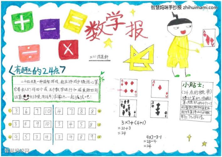 三年级趣味数学手抄报巧算24点