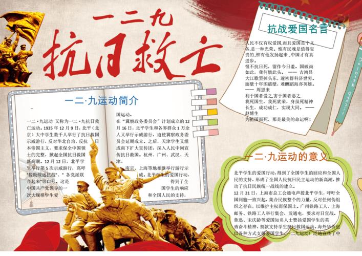 抗日救亡一二九运动小报手抄报word模板.pdf 1页