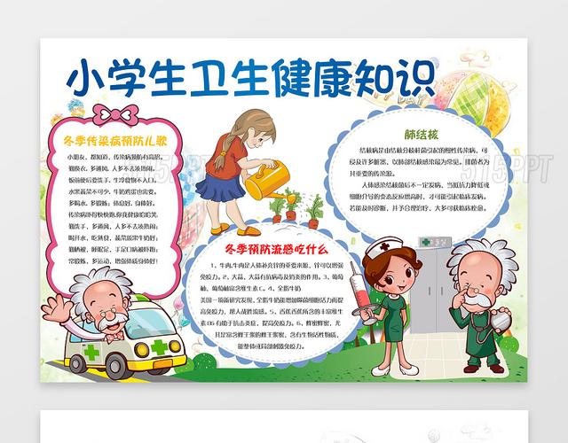 可爱卡通插画医生小学生卫生健康知识手抄报健康小报