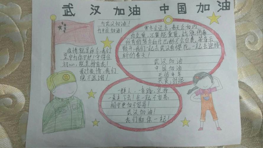 众志成城抗击疫情湖屯镇中心小学三年级巧手绘制抗疫主题手抄报