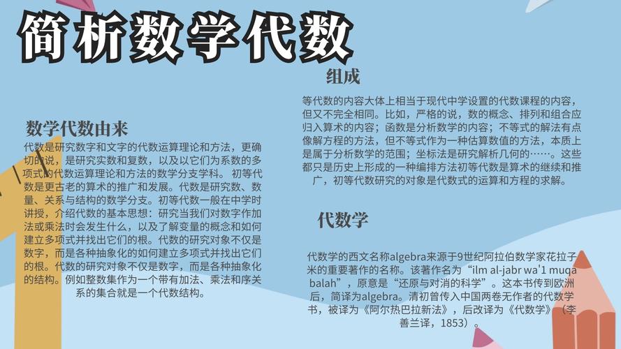 图怪兽手抄报频道提供《简析数学代数小报 》在线图片设计制作