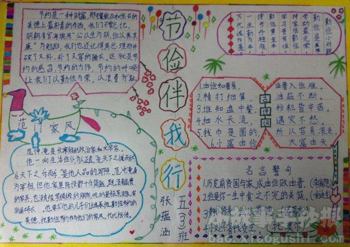 小学生勤俭节约手抄报节俭伴我行