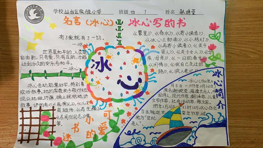 教育提升之读写诵系列活动区实验小学四年级冰心手抄报特色成果