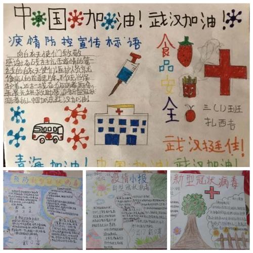 学生自己动手制作防疫手抄报