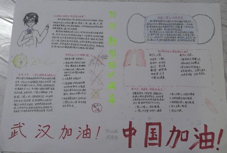 年级手抄报武汉加油手抄报简单的奋战疫情为武汉加油为中国加油留史