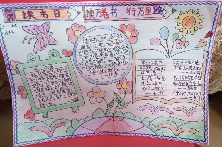 勤奋读书成就无限 ------万佳小学三年级世界读书日主题手抄报活动