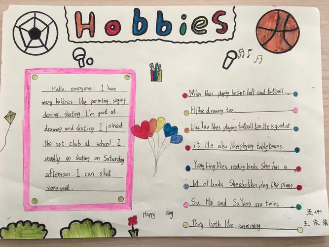 hobbies英文手抄报欣赏五4班