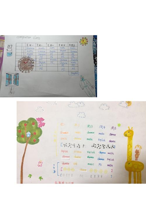 小学疫情停课不停学课程表手抄报英语课程表手抄报