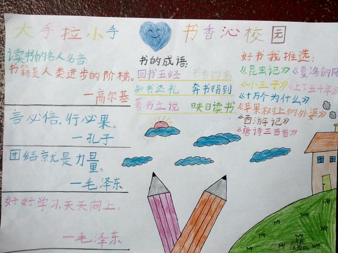 小学读书节系列报道三------大手拉小手书香沁校园读书手抄报比赛