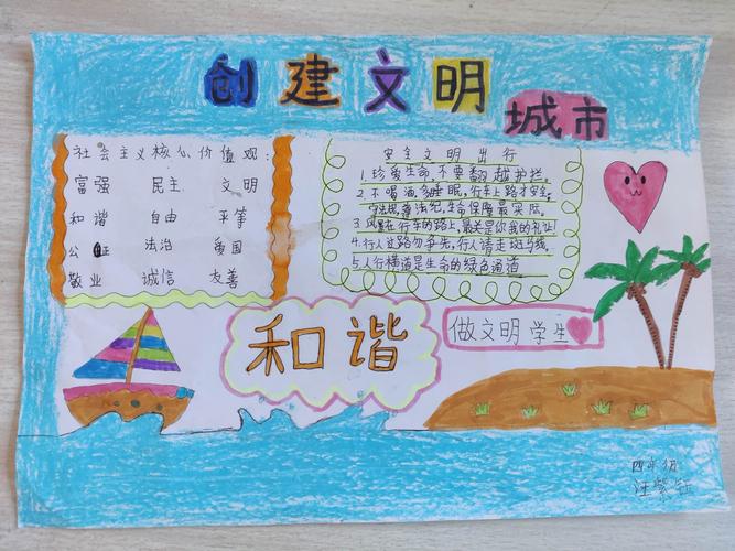 望仙小学文明于心创卫于行手抄报制作记祝狮小学学生成长