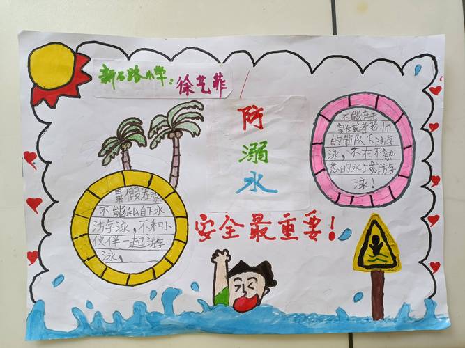 手抄报防溺水|安全过暑假烟台中小学生作品征集