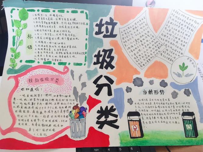 学生们用心做的垃圾分类手抄报.不仅内容丰富有趣色彩还鲜明亮丽