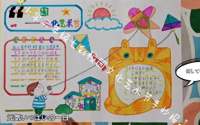 小学三年级七彩校园文化艺术节手抄报