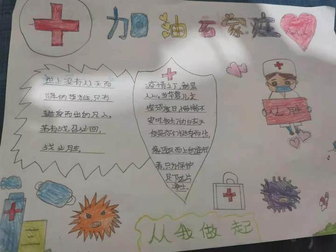 七吉小学学生用手抄报为石家庄加油.