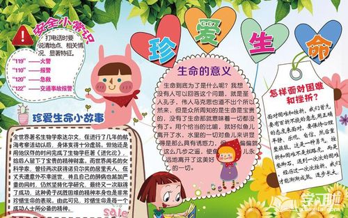 珍爱生命小学生珍爱生命远离危险手抄报素材安全伴我行