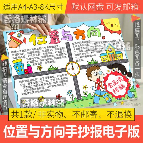 位置与方向手抄报模板电子版小学生三四五年级数学手抄报线稿a48k