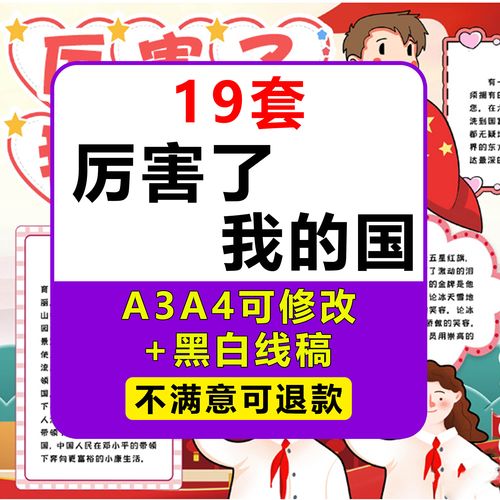 爱国手抄报模板小学生素材厉害了我的国祖国我爱你观后感电子小报