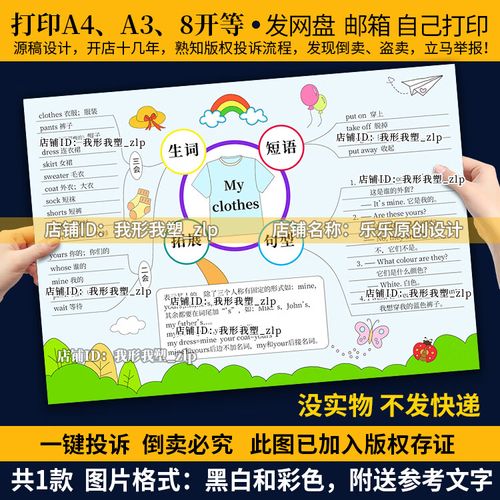 fc17我的衣服my clothes思维导图手抄报英语四年级下册第五单元 册第