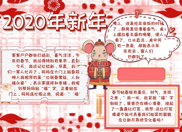 可商用 图片素材参数 关键词2020年新年手抄报  鼠年 2020 新年 宣传