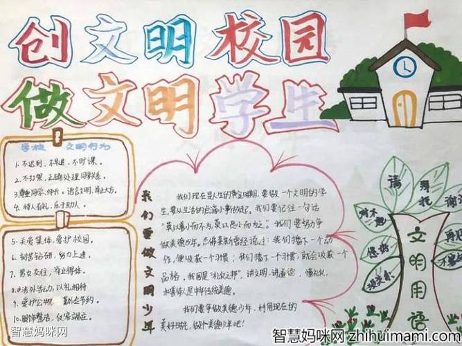 创文明校园做文明好学生手抄报精选作品6张