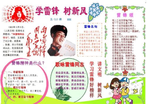 学雷锋小报3电子小报手抄报word模板a4横排.pdf 1页