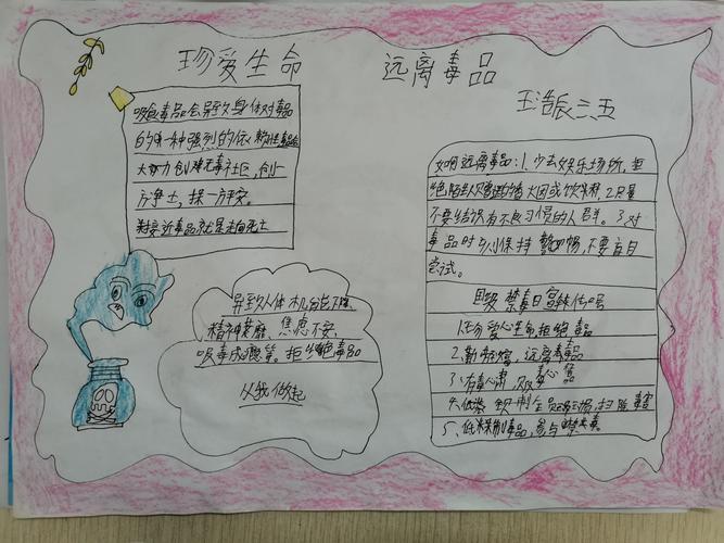 清源断毒 净土滨州实验小学三年级五班手抄报