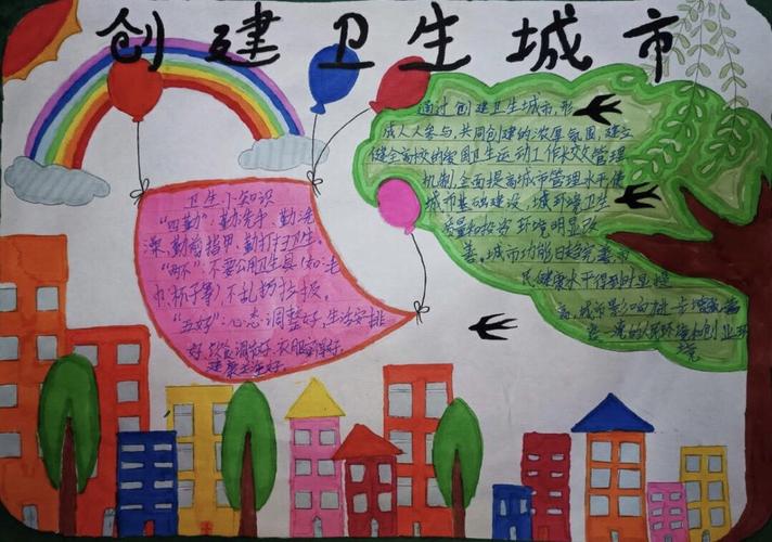 桥西教育疫情防控之城角街小学| 创建卫生城市手抄报