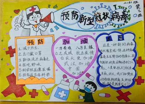 抗击疫情小学三年级女孩画的漂亮手抄报 小学三年级手抄报