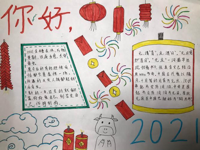 迎新年达旗一中高二年级你好2021优秀手抄报展