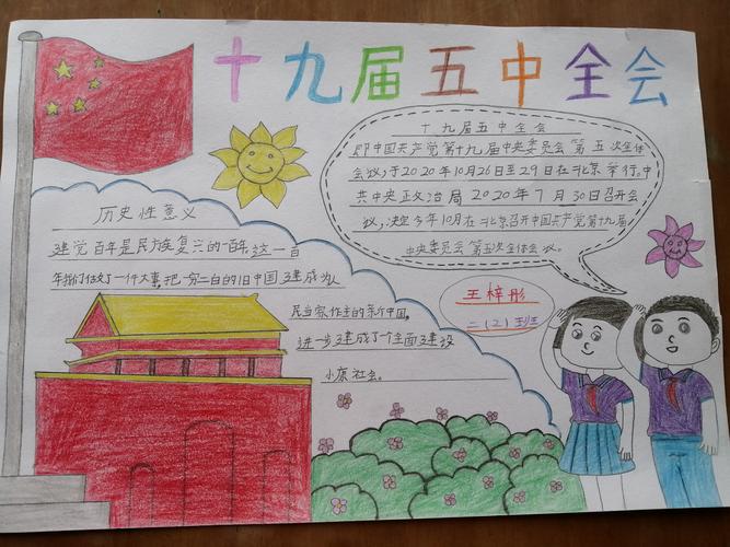 六中小学部学生十九届五中全会精神主题手抄报