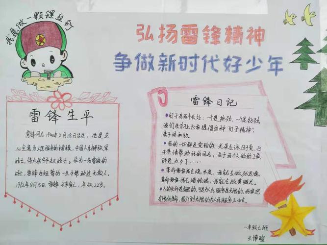 弘扬雷锋精神争做新时代好少年江一小学107班手抄报作品