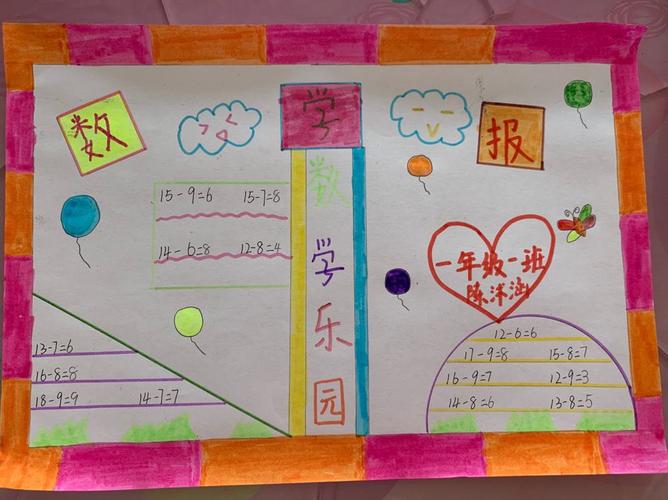 财源路校区一年级一班数学优秀手抄报展示走进数学世界探索数学