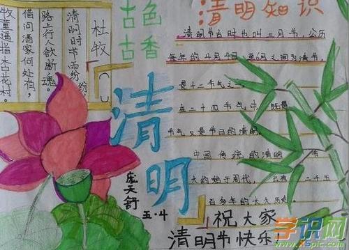 清明节手抄报蜡笔画