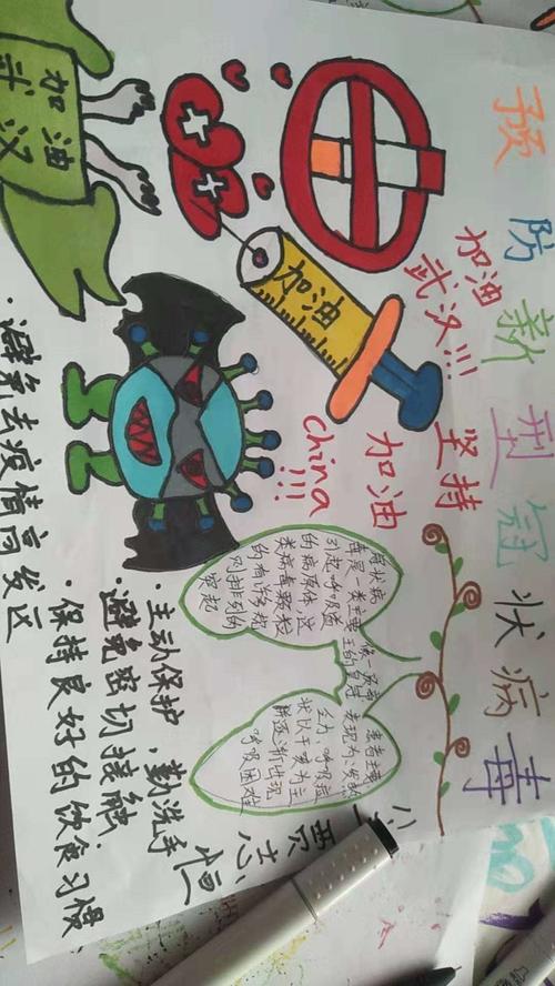 纯化镇中学发动学生绘制手抄报 普及宣传防疫知识