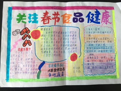 紫丁香课程紫坊小学寒假特色作业一一春节健康饮食手抄报四2