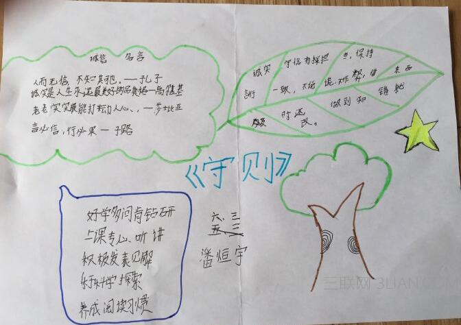 关于中小学生守则的手抄报