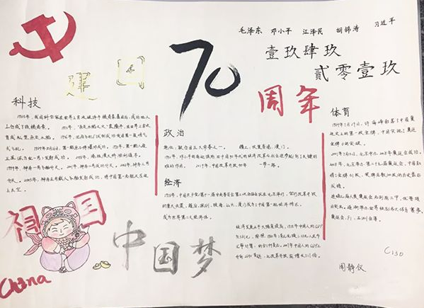 2019年建国70周年我们都是追梦人手抄报-与国同梦6