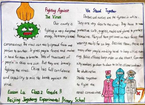 精诚实验小学和平街校区英语手抄报助力抗疫