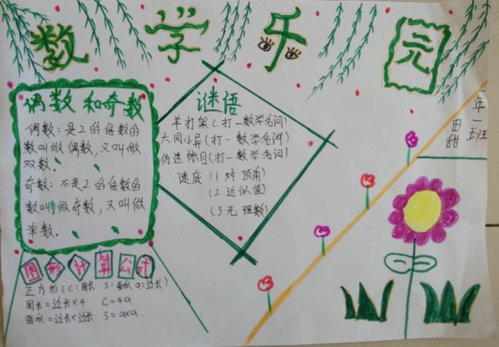 胡力海镇中心小学一年级的数学乐园手抄报