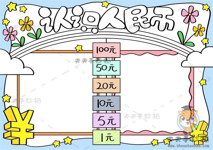 一年级认识人民币手抄报模板教程数学认识人民币手抄报内容写什么