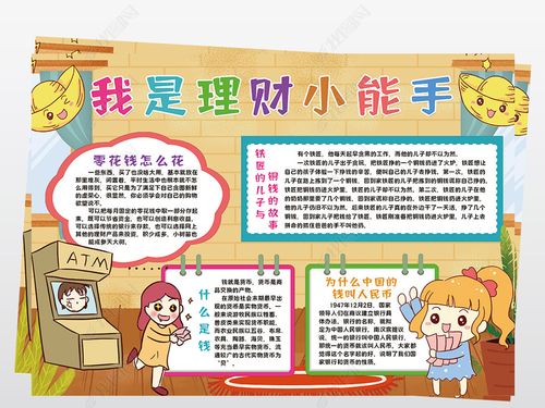 原创我是理财小能手小报模板小学生理财小小金融家线描手抄报素材版权