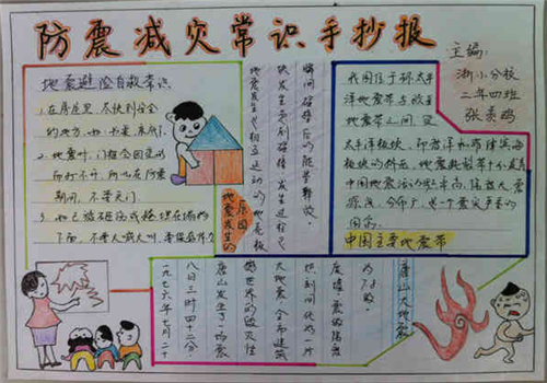 幼儿园地震来临的手抄报 幼儿园手抄报