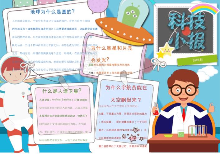 卡通小学生科技科学小报手抄报word模板.docx 2页