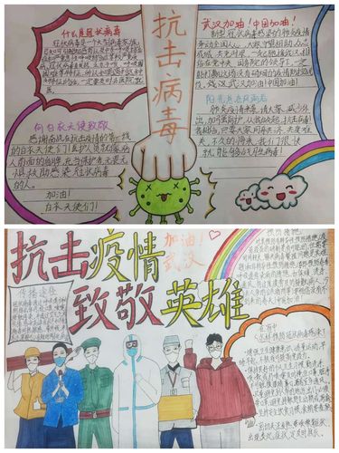 暖心南安市园美小学学生精心绘制抗击疫情主题手抄报为武汉加油